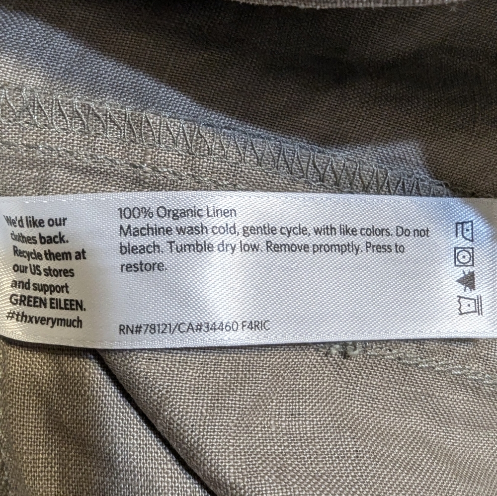Eileen Fisher Stone Two Tone Jacket Asymmetrical Organic Linen brown-tan Size PP - Picture 6 of 6